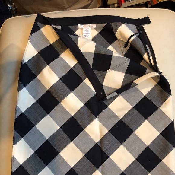 Oscar de la Renta navy/white ginham skirt - Picture 6 of 8